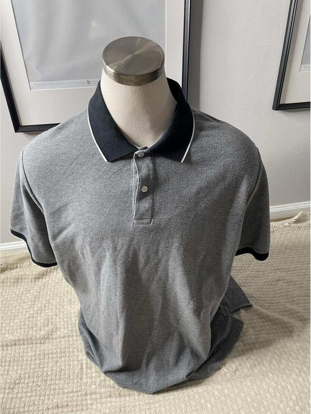 HB HARBOR BAY Short Sleeve Button Up SHIRT Mens 2XL Black White Print